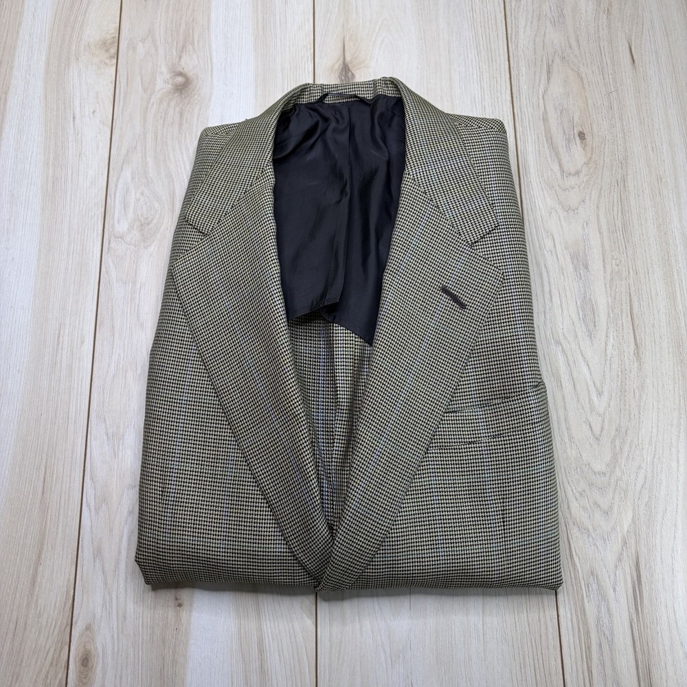 Oxxford Clothes Men's Wool Blazer Multicolor Windowpane Houndstooth 42L